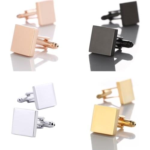Blank Square 4 Color Shirt Cufflinks for Mens Wholesale Metal Copper Cuff Buttons Business Gifts Cuff links Men Wedding Gift