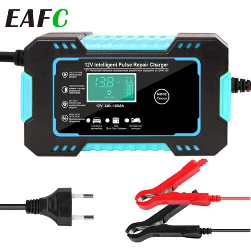 12V 6A Car Battery Charger Multiple Protection Full Automatic Intelligent Pulse Repair Battery-Chargers with LCD Display