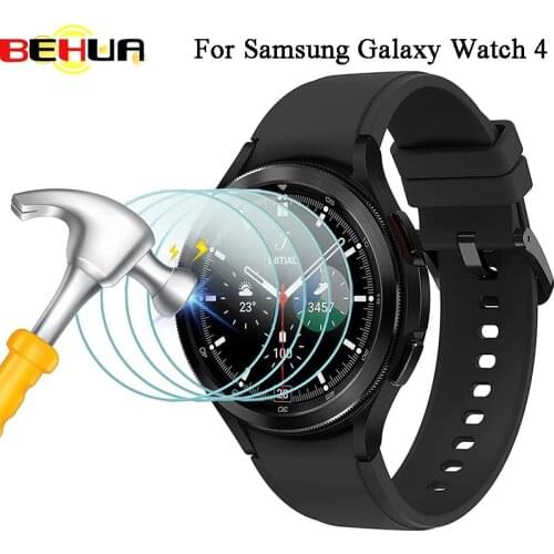 BEHUA 4Pcs Tempered Glass Film For Samsung Galaxy Watch 4 40mm 44mm Watch4 Classic 42mm 46mm HD Clear Full Screen Protector Film