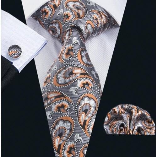 Jacquard Woven Gravata Necktie Hanky Cufflinks Set FA-1648 2017 Barry.wang New Business Wedding Party Men`s Tie Silk for Men