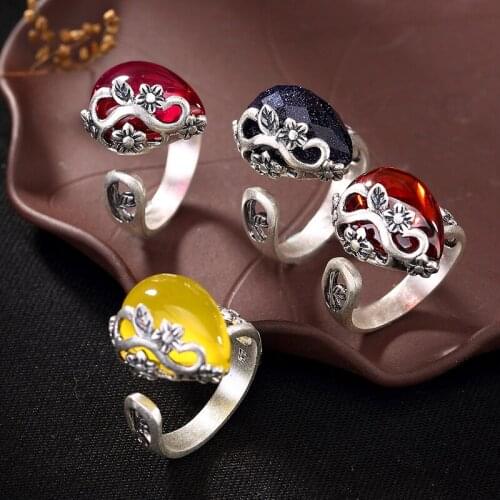 Anel Feminino Time-limited Women Carnelian 2019 New S990 Fine Plum Hollow-out Pomegranate Female Ring Wholesale Matte Openings