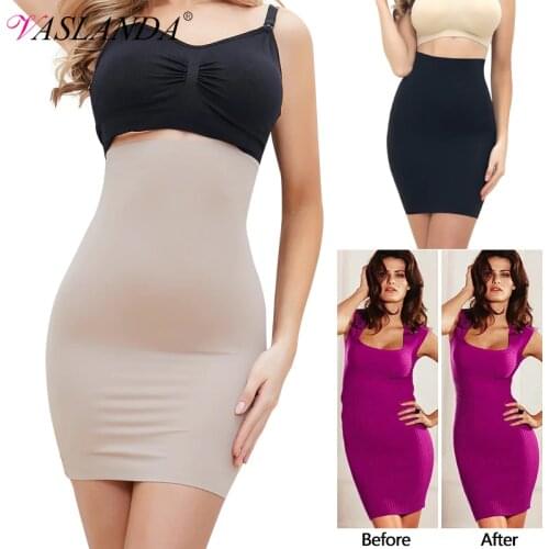 Women Half Slips for Under Dresses High Waist Underskirt Seamless Skirt Tummy Control Body Shaper Butt Lifter Slimming Underwear