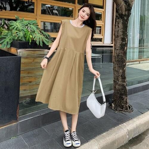 NYFS 2021 Korean New Summer Dress Loose Woman Dress Vestidos Robe femme ete Elbise Hollow back Bandage Pure Cotton Dresses