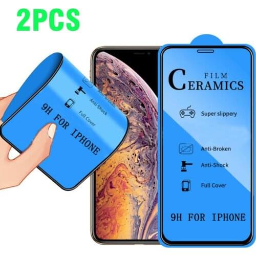 1-2PCS Soft Glass Ceramic Film for IPhone11 Pro Max 7 8 6 6S Plus 9D Tempered Glass Film for IPhone 12 X XS XR Screen Protector