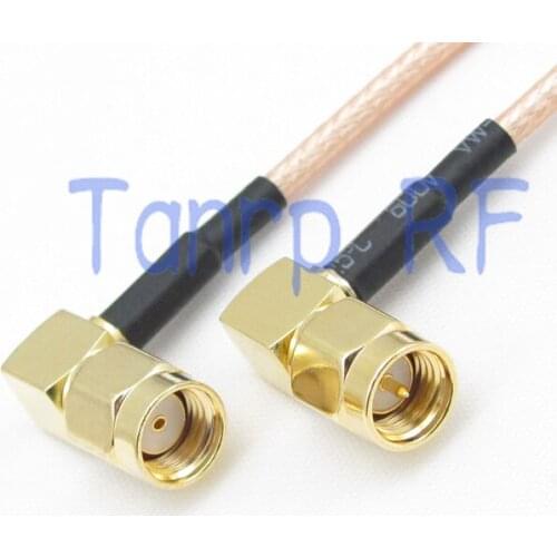 2PCS 20CM Pigtail coaxial jumper cable RG316 extension cable 8INCH SMA male to RP-SMA male double right angle RF connector
