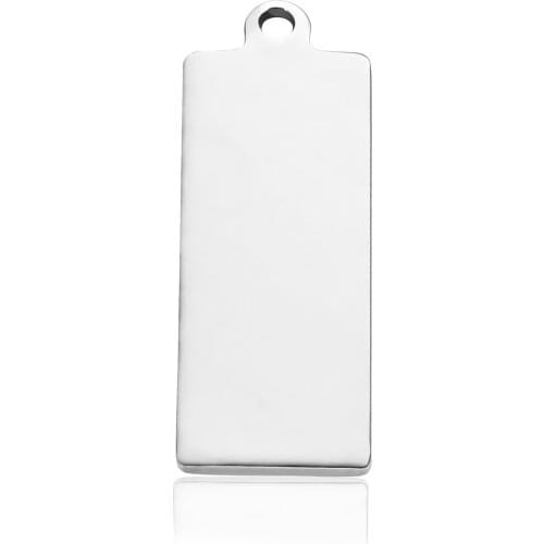 20pcs Stainless Steel Silver Color Blank Stamping Tags Rectangle Pendants Unisex Army Tag Necklace Jewelry Makings Wholesale