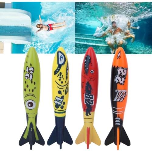 4 Colors Diving Torpedo Rocket Throwing Toys Pool Diving Game Summer Torpedo Robber Child Underwater Diving Stick Play Water Toy
