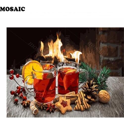 5D Diamond Embroidery, Lemon tea, Diy Diamond Painting Cross Stitch Mosaic Picture Square Needlework Still Life E177