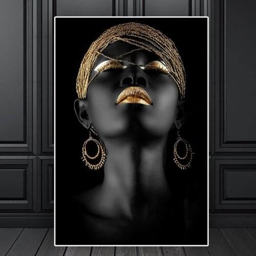 Abstract Gold Black afrian Woman square round Diamond mosaic 5D DIY Diamond Painting Cross Stitch diamond embroidery home decor