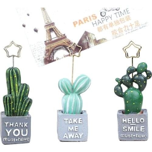 Cactus Message Note Holder Cute Ornaments Photo Holder Memo Clip Business Card Holder Office Home Desk Decoration Accessories