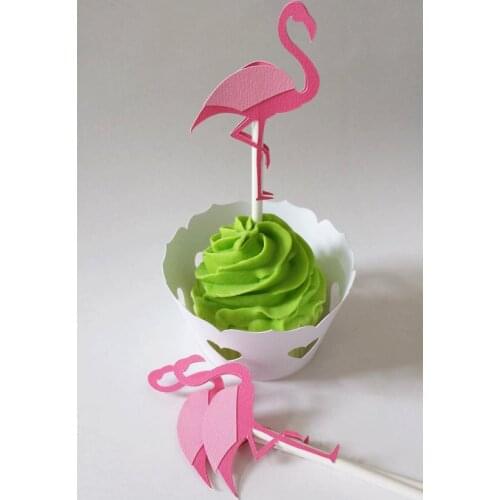 Fushia Flamingo Cupcake Toppers wedding birthday Food Picks toothpick Bridal baby shower Bachelorette party decorations