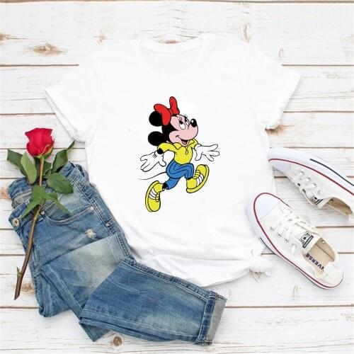 Fashion New Women T Shirts Short Sleeve Mickey Mouse Printed Cute Disney Tshirts Harajuku Streetwear Femme Tops 2021 Women Tees