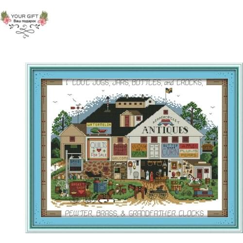 Your Gift F540 Free Shipping 14CT 11CT Counted and Stamped Home Decor Shopping Festival Needlepoint Embroidery Cross Stitch Kits