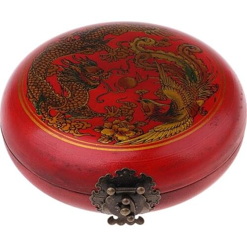 Chinese Fengshui Compass Luo Pan Exorcism Fengshui Tool Round with Wooden Box Collectables for Home Decoration