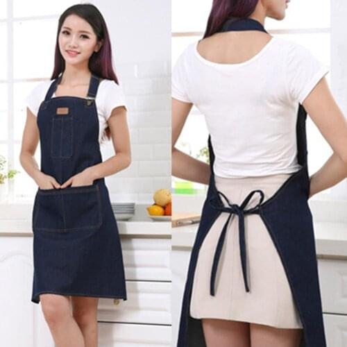 Kitchen Denim Work Apron Cooking Chef Artist Waiter Pocket Adjustable Tablier