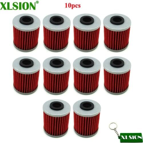 XLSION 10pcs Oil Filters For SUZUKI RMZ 250 RMZ450 Kawasaki KX250 2006 2007 2008 KX250F 2004-2015 KX450F 2016