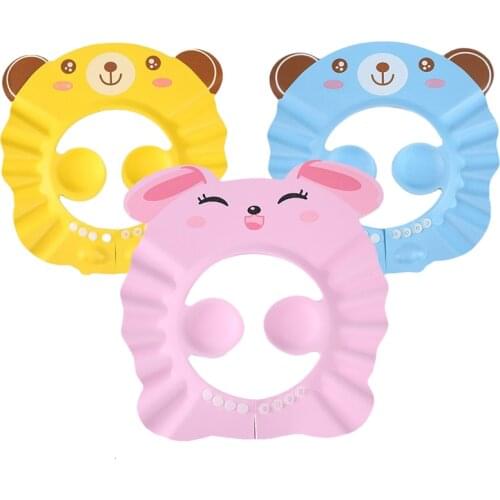 Cute Cartoon Baby Shampoo Cap Adjustable Waterproof Ear Protection Kids Bath Shower Cap Baby Care Bath Accessories
