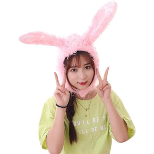 Cute Plush Long Rabbit Bunny Ear Hat Earflap Cap Head Warmer Costume Headgear Cap Cosplay Costume Party Dress Up Photo Prop Gift