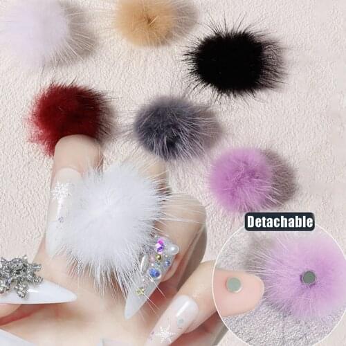 1 PCS Cute Fur ball Nail Art Decorations for Women 2021 Fashion DIY Nails Accessories Manicure Design