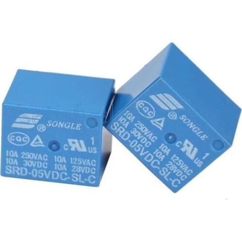 10pcs Mini 5V DC SONGLE Power Relay SRD-5VDC-SL-C PCB Type