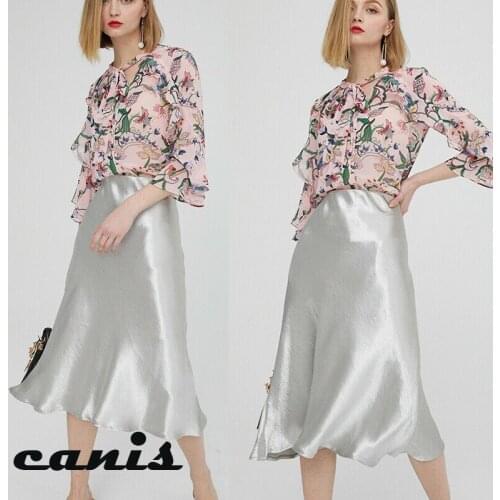 Fashion Womens Glossy Skirts Metallic Shiny PVC Wet Look High Waist Midi Skirt