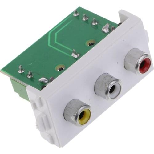 3 Way RCA Wall Socket Module/Modular with Frame Solderless Type for PC AV TV 3 Ports Female Wallplate Durable Design