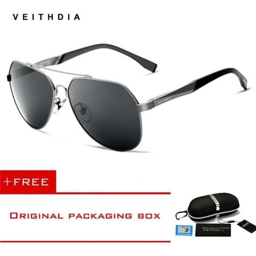 VEITHDIA Brand Mens Aluminum Magnesium Sunglasses Polarized Blue Lens Mirror Driving Eyewear Sun Glasses For Men Male shades