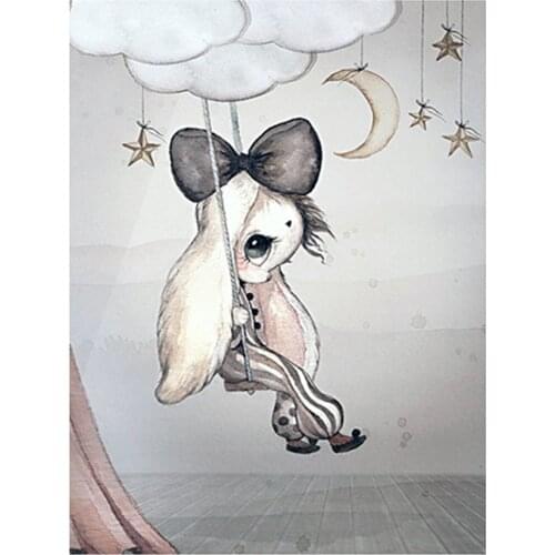 Rabbit Boy And Girls Cartoon Angel DIY Embroidery 11CT Cross Stitch Kits Craft Needlework Set Cotton Thread Wholesale