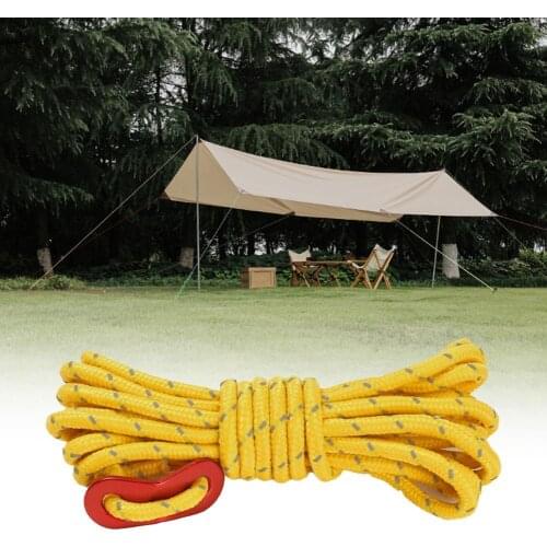 1 pc 4M Tent nylon rope strong wear-resistant and stable canopy luminous rope with adjustment buckle for outdoor fixed objects