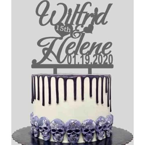 Personalized Mr & Mrs Wedding Cake Topper Custom Couple Names Wedding Date 15th 20th Wedding Anniversary Cake Decoration Topper