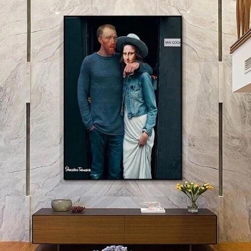 Posters and Print Funny Art Van Gogh and Mona Lisa Canvas Abstract Famous Paintings on Canvas Wall Pictures for Home Cuadros