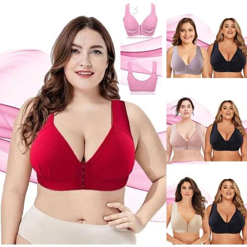 Plus Size Front Closure Elastic Push Up Comfort Bra Women Wireless Bra d88