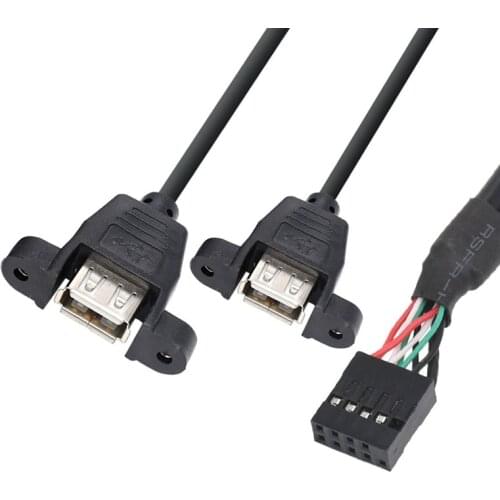 PC PCB Motherboard Internal Cable USB Splitter 1FT PCB Mainboard 9 Pin Header To 2 Dual USB 2.0 Female Socket Adapte 30cm/50cm