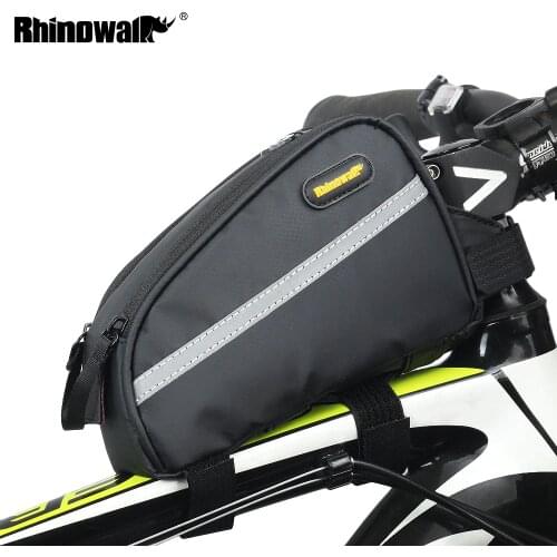RHINOWALK Waterproof Mountain Road Bike Cycling Bicycle Frame Pannier Front Tube Package with Rain Cover 18.5*6.5*12cm