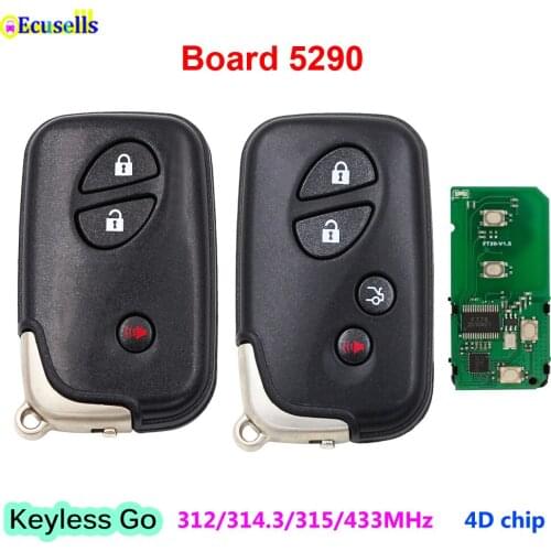3/4 Buttons Keyless Go Smart Remote Key 315/314.3/315/433MHz 4D Chip for Lexus CT200H GX460 LS460 RX350 LS600H RX450H Board 5290