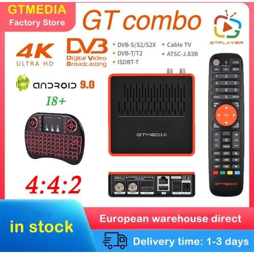 Satellite TV Receiver GTMEDIA GT Combo DVB-S2/T2/C Receiver ccam BT4.1 4K 8K Android 9.0 2G+16G TV BOX M3U Ccam built-in WiFi