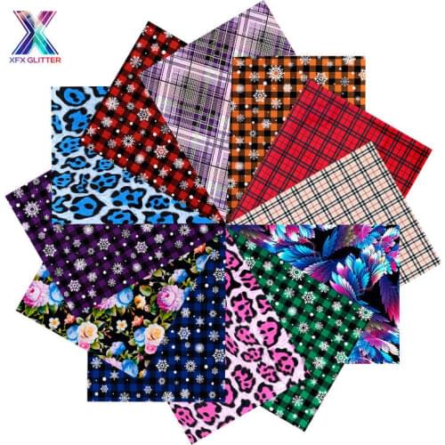 XFX HTV Wholesale Snowflake Plaid Heat Transfer Vinyl Bundle 12X10 In 12 Pcs Iron on Floral T-Shirt Christmas Style Cricut Vinyl