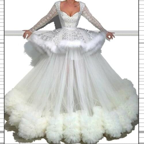 New Fashion White Long Evening Dresses A-Line Sexy Long Sleeve Special Occasion Gowns Award Ceremony Dresses Robe De Soiree