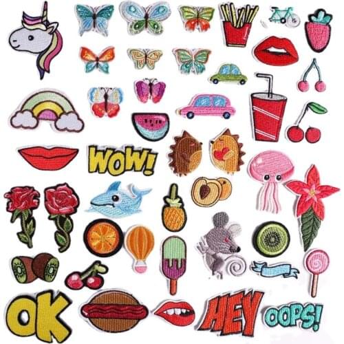 1PCS Cartoon Pineapple Fruit Patches Mouse Animals Embroidery Iron Patches for Clothing DIY Ice Cream Foods Stickers Appliques