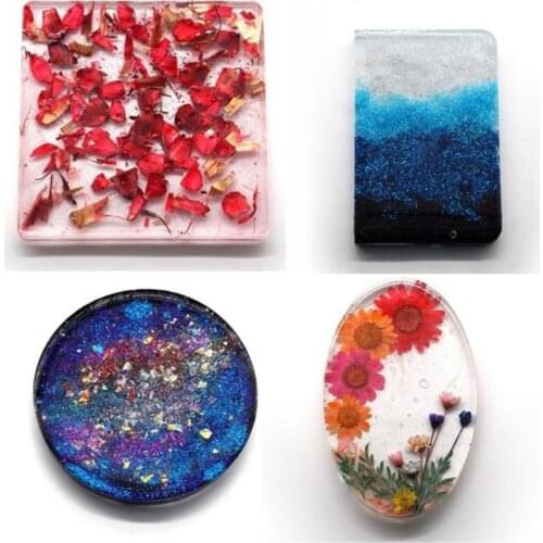10Pcs Epoxy Resin Molds Square Round Molds DIY Coaster Flower Leaf Specimen Mold F3MF