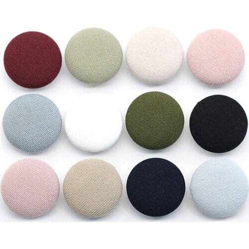 10Pcs Clothing Diy Decorative Round Dress Shirt Fabric Covered Metal Buttons Cloth Buttons Sewing Accessories