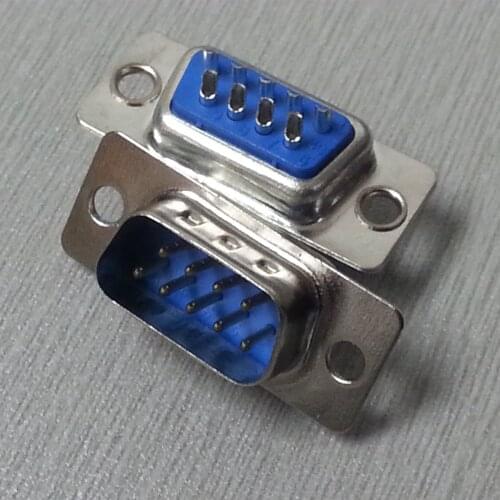 10Pcs RS232 serial port connector DB9 male socket/Plug connector 9pin copper RS232 COM socket adapter