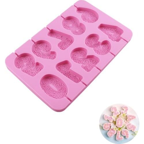 3D Number 0-9 Digital Silicone Molds Birthday Cupcake Topper Fondant Cake Decor Candy Chocolate Mould Flower Mold Cake Tool