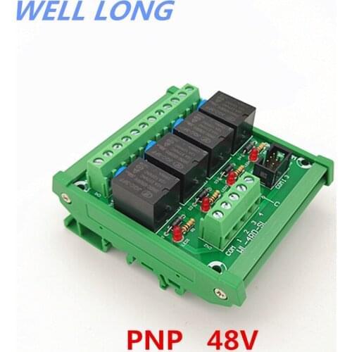 DIN Rail Mount 4 Channel PNPType 48V 15A Power Relay Interface Module,HF JQC-3FF-48V-1ZS Relay