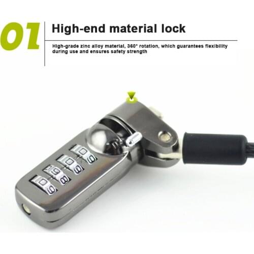 Notebook Laptop Combination Lock Security Cable 4 Digit Password Protections Anti Theft Device
