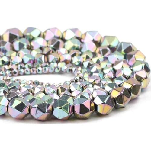 Light Purple Faceted Round Hematite Natural Stone Spacer Loose Beads For Handmade bracelet Jewelry DIY Accessories 3/4/6/8/10MM