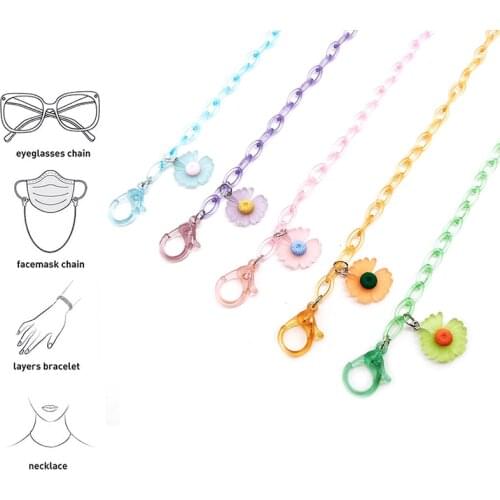 Childrens Eyeglasses Chain Fresh Daisy Flower Charm Face Mask Chain Anti-lost Sunglasses Reading Glasses Lanyard Holder Strap
