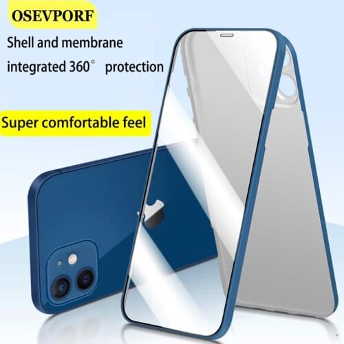For iPhone12 Case Toughened Glas Film Back Cover Shell 360° All-around Lens Protect iPhone 12 Pro Max Coque Silicone Phone Cover