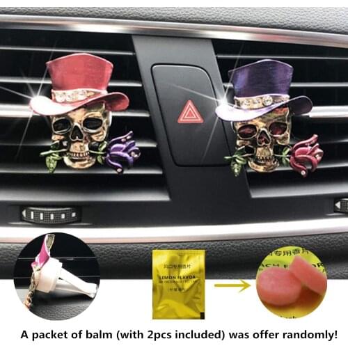 Flower Cool Skull Car Decoration Flavoring Car solid perfume car air outlet perfume clip air freshener car interior accessories