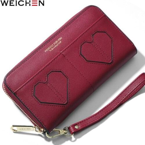 WEICHEN Heart Designer Women Long Wallets Zipper Phone Pocket Female Wallet Larger Capacity Clutches Card Holder Ladies Purse